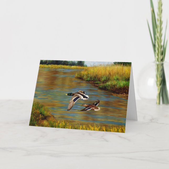 Carte Canards-Majards Survolant L'Étang (Devant)