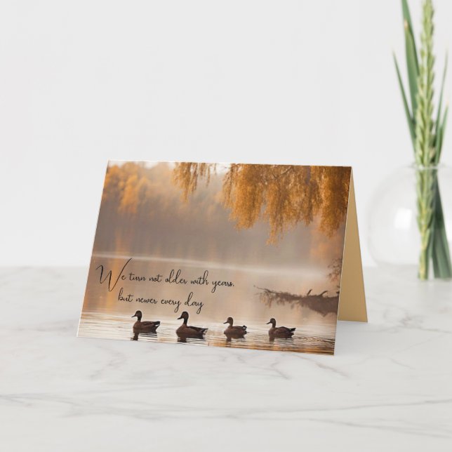 Carte Canards Sur Le Lac D'Automne Pour Anniversaire (Devant)