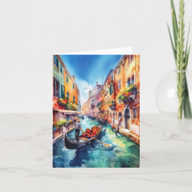 Carte Canaux de Venise Italie Aquarelle (Devant)