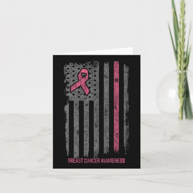 Carte Cancer du sein Chemises Drapeau américain Cancer d (Devant)