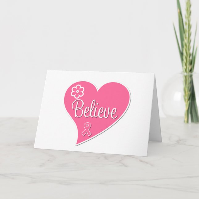Carte Cancer du sein Croire Coeur rose (Devant)