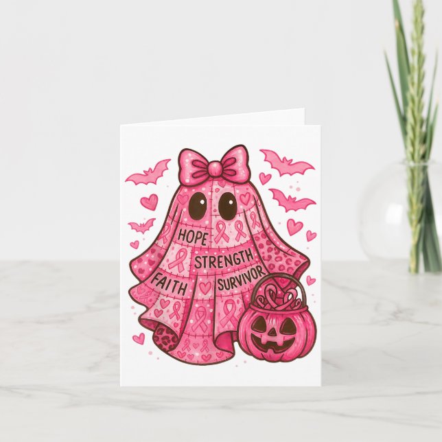 Carte Cancer du sein Espoir Force Foi Survivant Fantôme  (Devant)