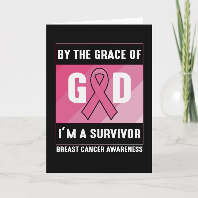 Carte Cancer du sein Survivant Par la grâce chrétienne d (Devant)