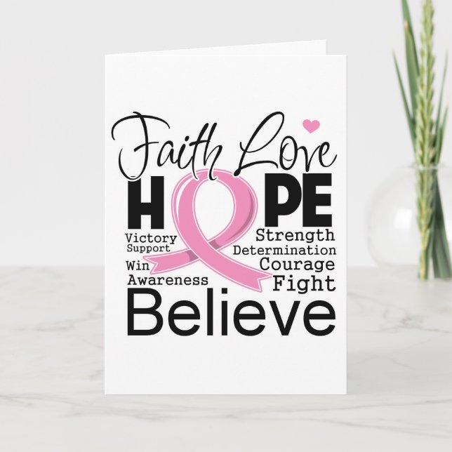 Carte Cancer du sein Typographie Foi Amour Espoir (Devant)