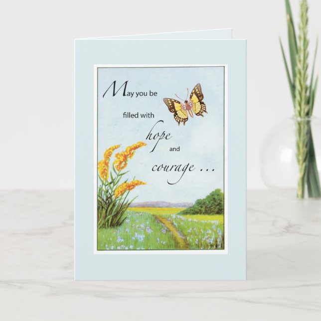 Carte Cancer Support Get Well Butterfly and Countryside (Devant)