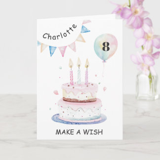 Carte Candles and Cake Make a Wish Rainbow Birthday