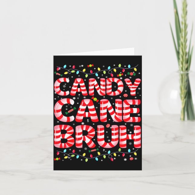 Carte Candy Cane Bruh Tree Light Pjs Christmas Xmas Men  (Devant)