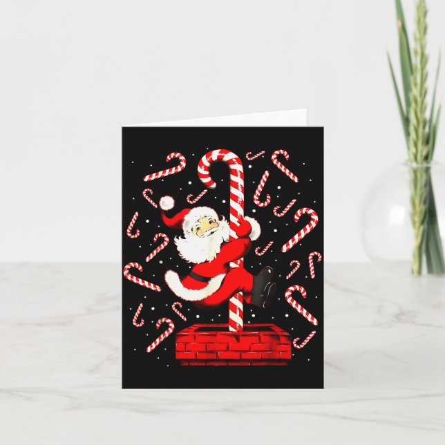 Carte Candy Cane Christmas Santa Funny Lights Xmas Men W (Devant)