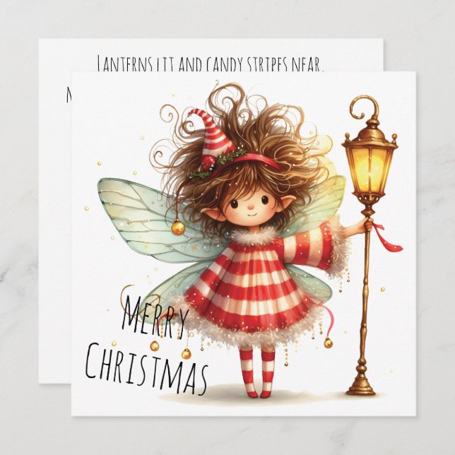 Carte Candy Cane Fairy Holiday Card (Devant / Derrière)