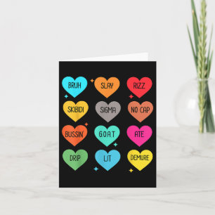 Carte Candy Heart Slang Mots Valentines Day For School,