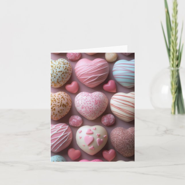 Carte Candys en forme de coeur rose Valentine's Greeting (Devant)