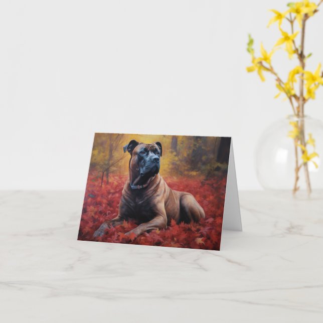 Carte Cane Corso en automne Feuilles automne Inspire (Fleur jaune)