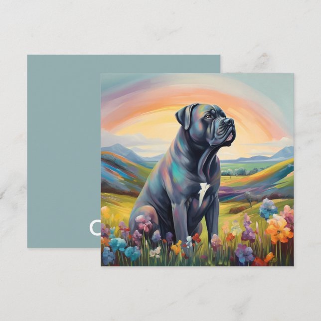 Carte Cane Corso Rainbow Bridge Nom personnalisé du chie (Devant / Derrière)