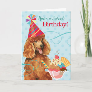 Carte Caniche d'anniversaire doux