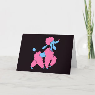 Carte Caniche rose et bleu