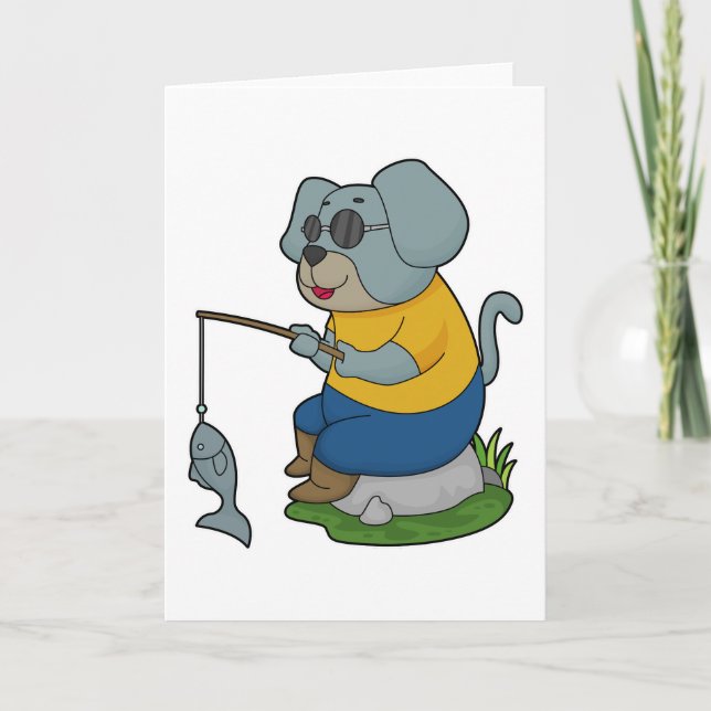 Carte Canne à pêche de pêcheur de chien (Devant)