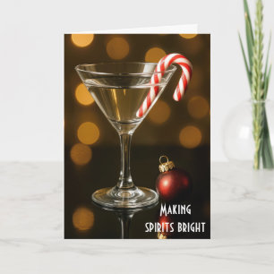 Carte Canne de bonbon dans un Martini de Noël