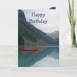 Carte Canot rouge Lac paisible Anniversaire sauvage