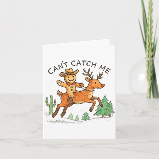 Carte Can't Catch Me Cowboy Gingerbread Man Christmas  (Devant)