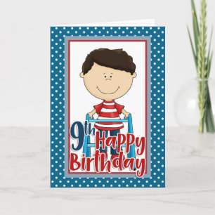 Carte Capable Boy avec Walker - Joyeux 9e anniversaire