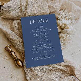 Carte CAPE COD Mariage bleu côtier Détails