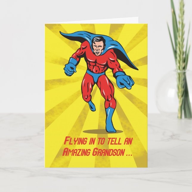 Carte Caped Superhero Grandson 8e anniversaire (Devant)