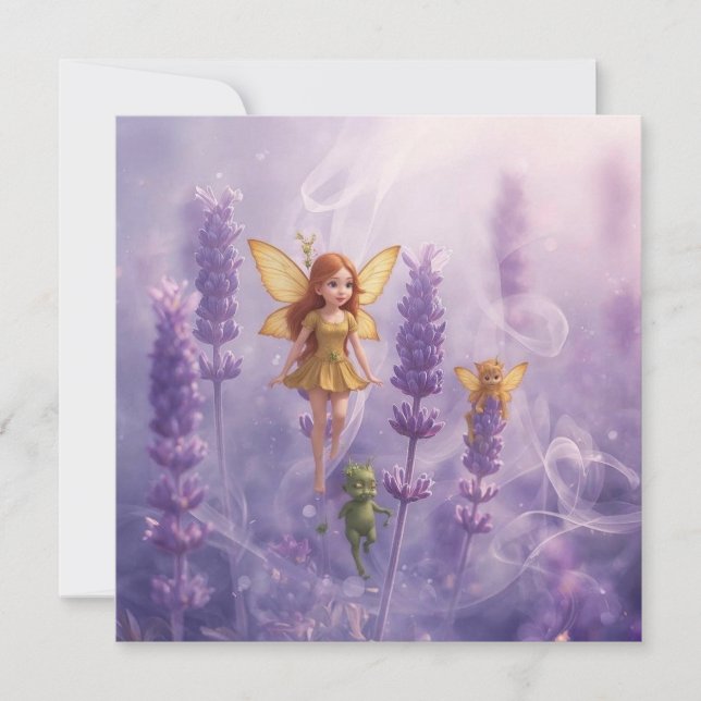 Carte Caprice Parmi les Fleurs Violettes (Devant)