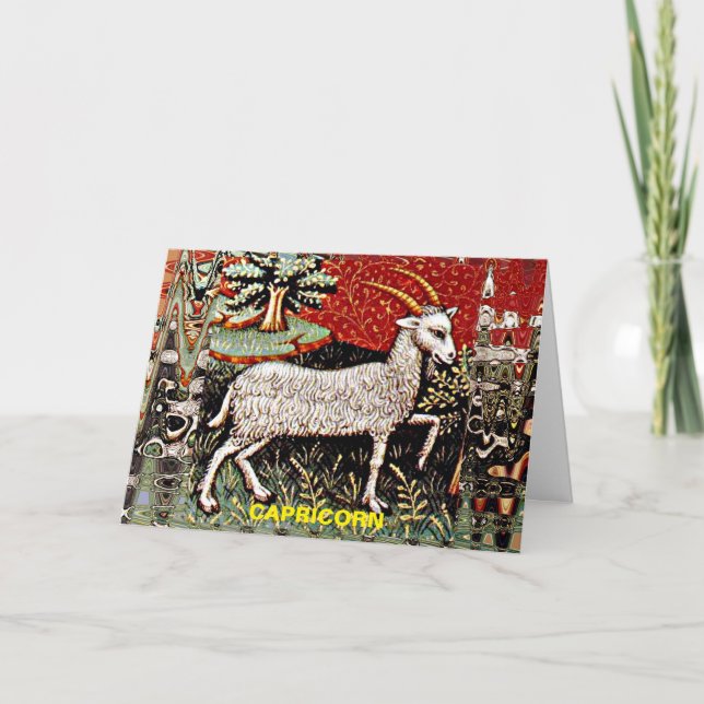 Carte Capricorne chèvre signe Zodiac fête d'anniversaire (Devant)