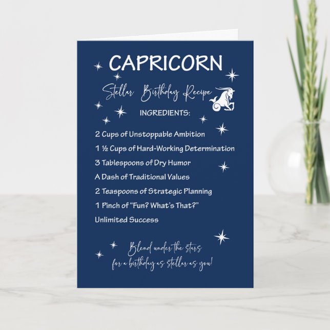 Carte Capricorne Zodiac Stellar Recette d'anniversaire (Devant)