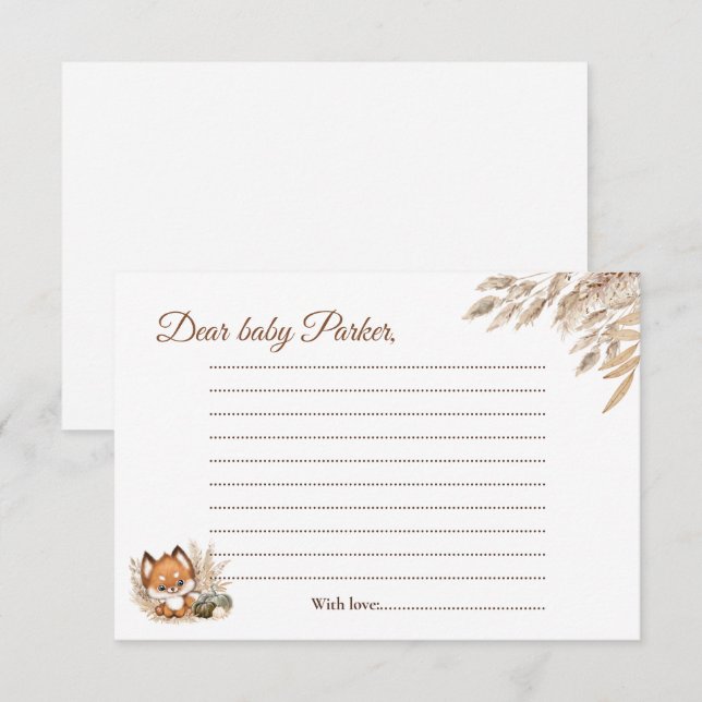 Carte Capsule Baby shower Automne (Devant / Derrière)