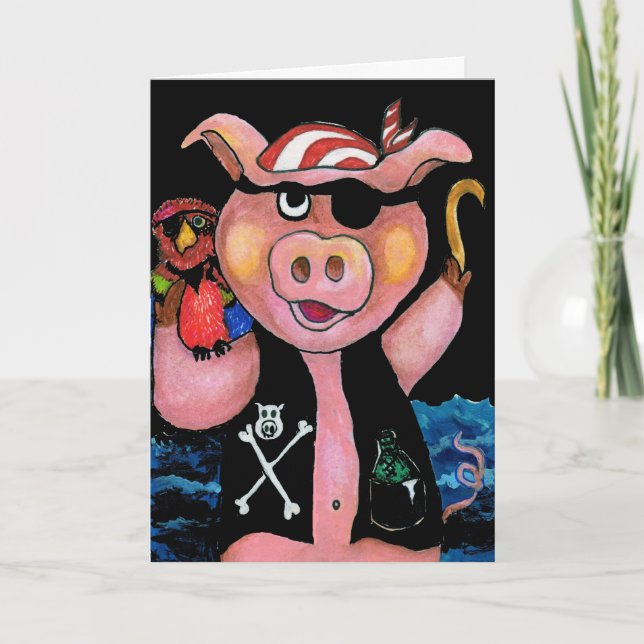 Carte Captain Bacon,Pirate Pig & His Parrot - I love you (Devant)
