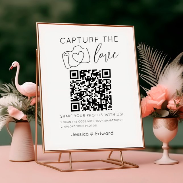 Carte Capturez L'Amour Qr Code Black Chic Mariage modern (Créateur téléchargé)