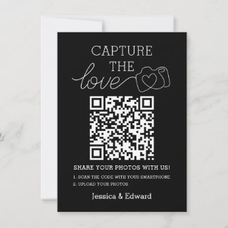Carte Capturez L'Amour Qr Code Black Chic Mariage modern
