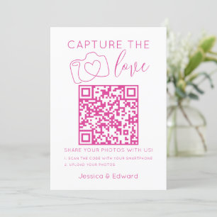 Carte Capturez L'Amour Qr Code Pink Chic Mariage moderne