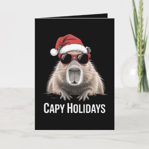 Carte Capy Vacances Noël Capybara Chapeau de Père Noël H