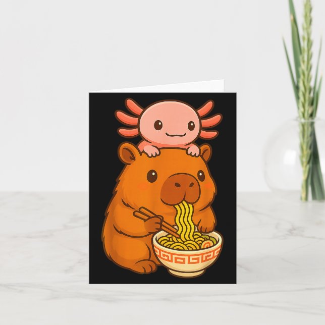 Carte Capybara Anime Ramen Axolotl Funny Graphic Kawaii  (Devant)