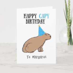 Carte Capybara Anniversaire Mportée À La Main Animaux An