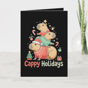Carte Capybara Cappy de Noël Arbre de Noël Saison des Fê