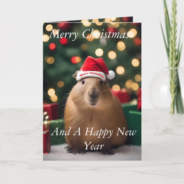 Carte "Capybara Claus : Un Bokeh Wonderland festif" (Devant)