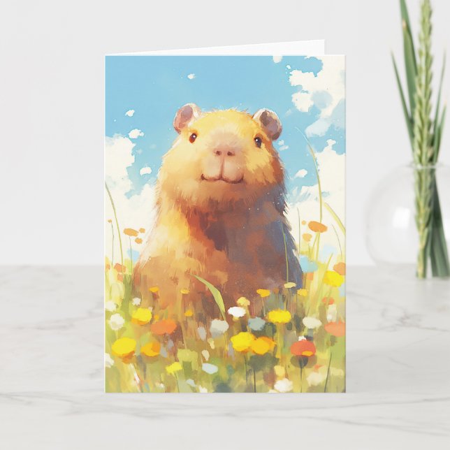 Carte Capybara dans le pré (Devant)
