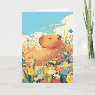 Carte Capybara dans un champ de rêves