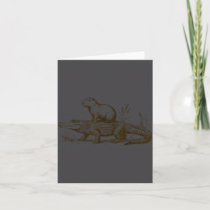 Carte Capybara Drôle Chevauchant Un Alligator Hommes Fem