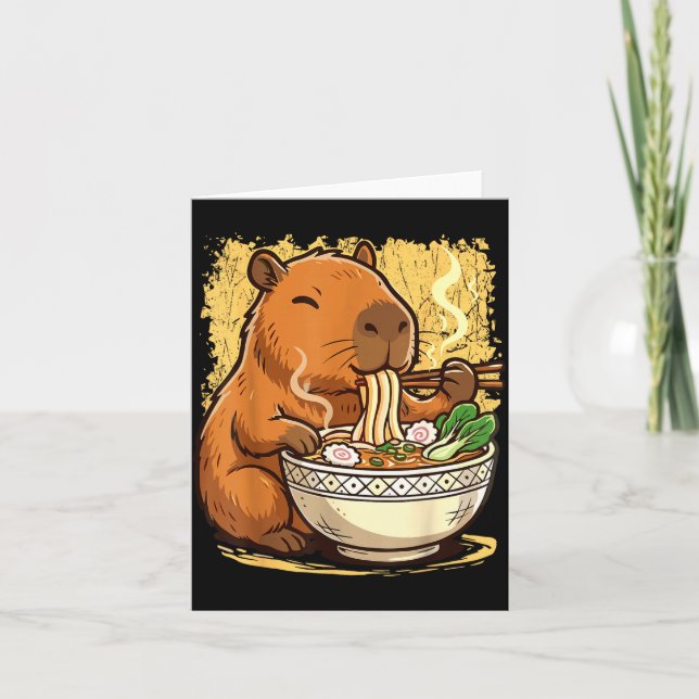 Carte Capybara Eating Ramen Noodles  (Devant)
