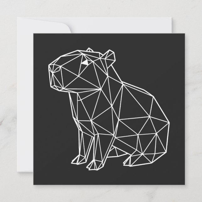 Carte Capybara Géométrique Blanc Style Origami Minimalis (Devant)