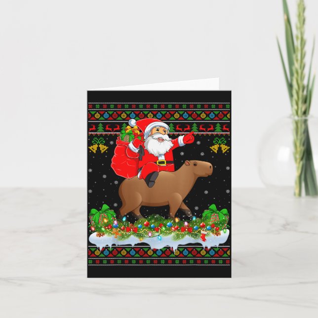 Carte Capybara Xmas Pajamas Ugly Santa Riding Capybara C (Devant)