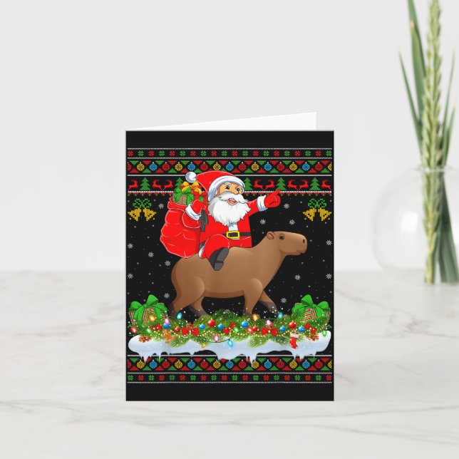 Carte Capybara Xmas Pajamas Ugly Santa Riding Capybara C (Devant)