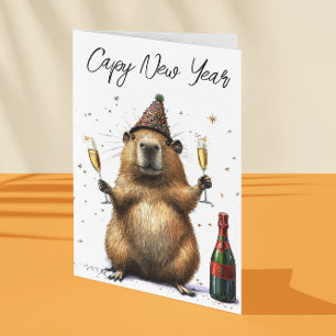 Carte Capybaras Nouvel An