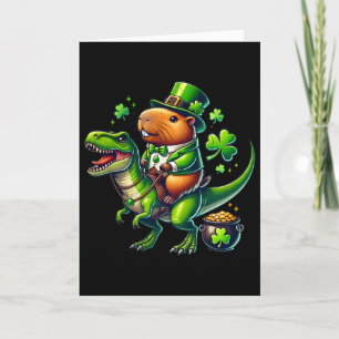 Carte Capybyra Leperchaun Capybyra à cheval Trex St Patr