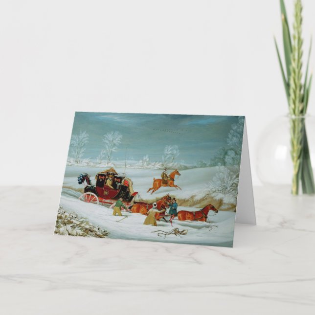 Carte Car de courrier dans la neige (Devant)