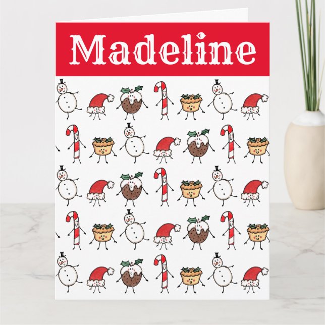 Carte Caractères de Noël personnalisés (Devant)